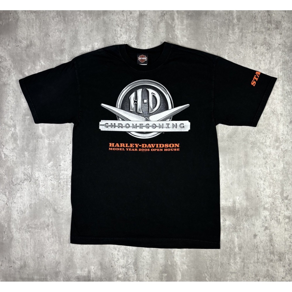Y2K Harley Davidson T Shirt Chrome Biker Motorcycle Adult Large 2005 Black